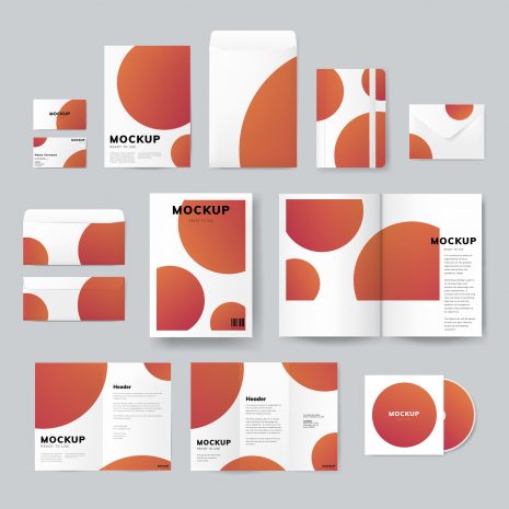Set of stationery material designs mockup vector