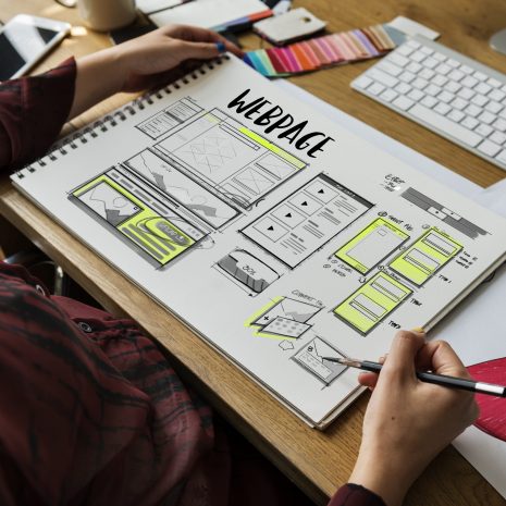 Website development layout sketch drawing